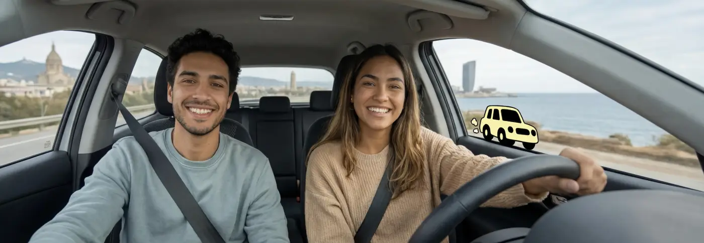Amigos compartiendo coche